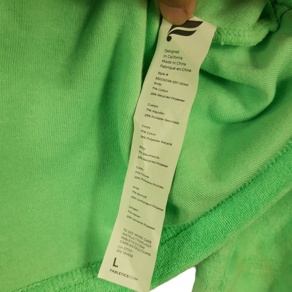 Fabletics The Island Terry Hoodie Green Hooded Long Sleeve Sweatshirt Size Large - Picture 8 of 8